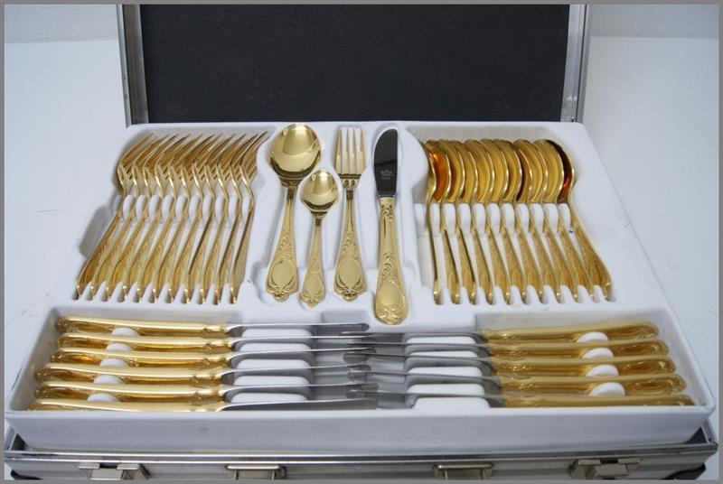 Bestecke Solingen 23 24 Karat Hartvergoldet 70 teilig Bestecke sBs Solingen 23/24 KARAT HARTVERGOLDET Flatware 70